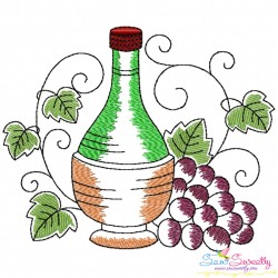 Grapevine And Wine Glasses Embroidery Design Bundle-9