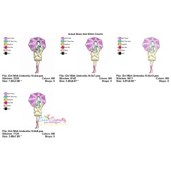 Embroidery Design Pattern - Girl With Umbrella-10-2