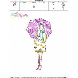 Embroidery Design Pattern - Girl With Umbrella-10-3