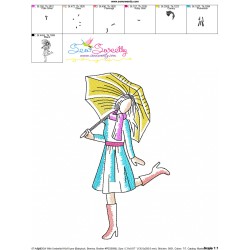 Embroidery Design Pattern - Girl With Umbrella-9-3