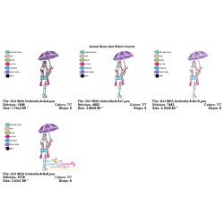 Embroidery Design Pattern - Girl With Umbrella-8-2