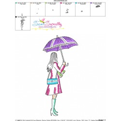 Embroidery Design Pattern - Girl With Umbrella-8-3