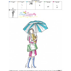 Embroidery Design Pattern - Girl With Umbrella-7-3