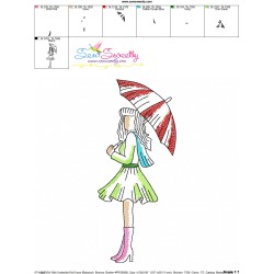 Embroidery Design Pattern - Girl With Umbrella-6-3