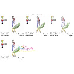 Embroidery Design Pattern - Girl With Umbrella-5-2