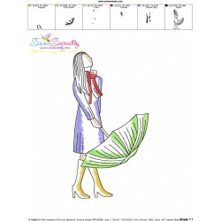 Embroidery Design Pattern - Girl With Umbrella-5-3