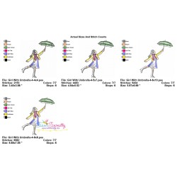 Embroidery Design Pattern - Girl With Umbrella-4-2