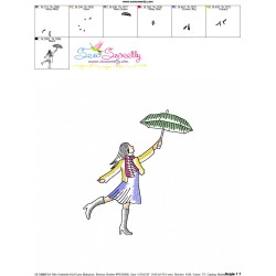 Embroidery Design Pattern - Girl With Umbrella-4-3