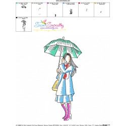 Embroidery Design Pattern - Girl With Umbrella-3-3