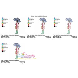 Embroidery Design Pattern - Girl With Umbrella-2-2