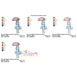 Embroidery Design Pattern - Girl With Umbrella-1-2