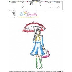Embroidery Design Pattern - Girl With Umbrella-1-3