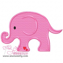 Cute Pink Elephant Embroidery  Design-1