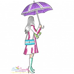 Girls With Umbrella Embroidery Design Bundle-9