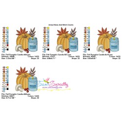 Embroidery Design Pattern - Fall Pumpkin Candle-2