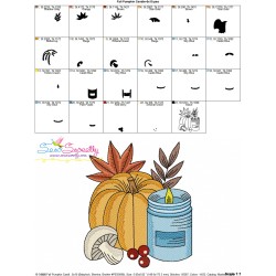 Embroidery Design Pattern - Fall Pumpkin Candle-3