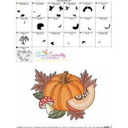 Embroidery Design Pattern - Fall Pumpkin Mushroom-3