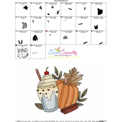 Embroidery Design Pattern - Fall Pumpkin Spice Latte-1-3