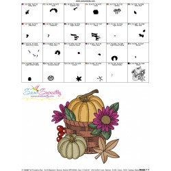 Embroidery Design Pattern - Fall Pumpkins Basket-3