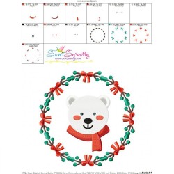 Christmas Frame Polar Bear Embroidery Design Pattern-2