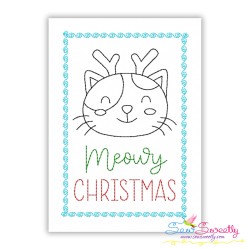 Cardstock Embroidery Design | Meowy Christmas Greeting Card-1