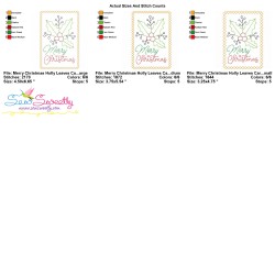 Cardstock Embroidery Design | Merry Christmas Holly Leaves Greeting Card-3