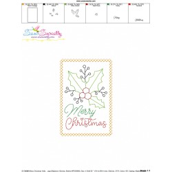 Cardstock Embroidery Design | Merry Christmas Holly Leaves Greeting Card-2