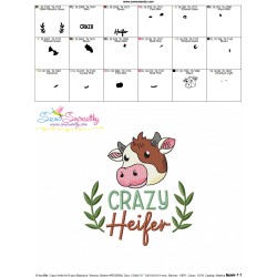 Farm Embroidery Design Pattern - Crazy Heifer-3