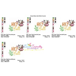 Farm Embroidery Design Pattern - Hey Y'all Cow-2