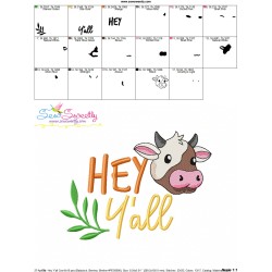 Farm Embroidery Design Pattern - Hey Y'all Cow-3