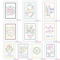 Cardstock Embroidery Design - Thank You Greeting Cards Bundle-1