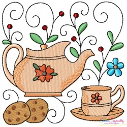 Embroidery Design Pattern- Tea Time Block-3-1