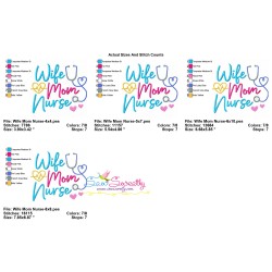 Nursing Embroidery Design - Wife Mom Nurse-2