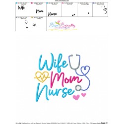 Nursing Embroidery Design - Wife Mom Nurse-3
