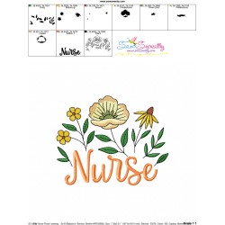 Nursing Embroidery Design - Nurse Floral Lettering-3