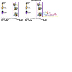 Bookmark Embroidery Design - Bee And Flowers - 1-3