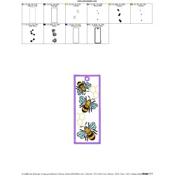 Bookmark Embroidery Design - Bee And Flowers - 1-2