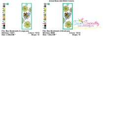 Bookmark Embroidery Design - Bee And Flowers - 2-3