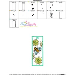Bookmark Embroidery Design - Bee And Flowers - 2-2