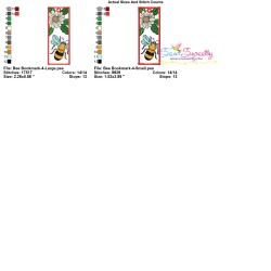 Bookmark Embroidery Design - Bee And Flowers - 4-3