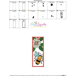 Bookmark Embroidery Design - Bee And Flowers - 4-2