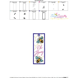 Bookmark Embroidery Design - Bee And Flowers - 5-2