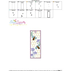Bookmark Embroidery Design - Bee And Flowers - 6-2