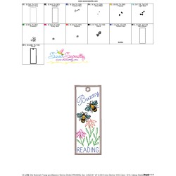 Bookmark Embroidery Design - Bee And Flowers - 7-2