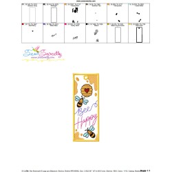 Bookmark Embroidery Design - Bee And Flowers - 8-2