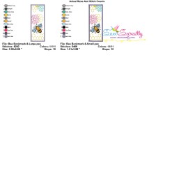 Bookmark Embroidery Design - Bee And Flowers - 9-3