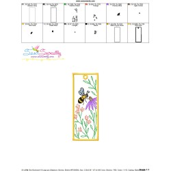 Bookmark Embroidery Design - Bee And Flowers - 10-2