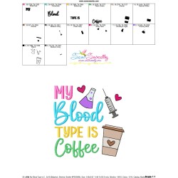 Free Nursing Embroidery Design - My Blood Type Is Coffee-2