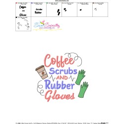 Nursing Embroidery Design - Coffee Scrubs And Rubber Gloves-3