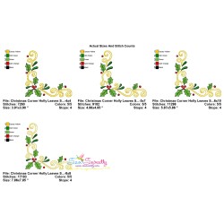 Embroidery Design Pattern - Christmas Corner Holly Leaves Swirls-2-2